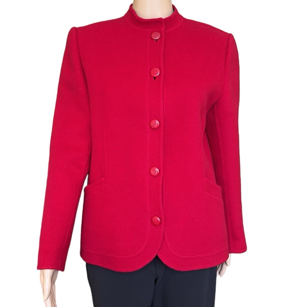 Vintage Ansteffan Milano Italy Red Boiled Wool Blazer Jacket Size M/L